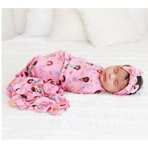 Posh Peanut Bamboo AOP Mermaid Pink Swaddle Baby Gift Set NWT Whimsigoth Fantasy
